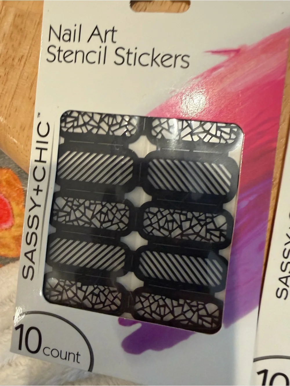 New Sassy+Chic Nail Art Stencil Stickers 6 packs
